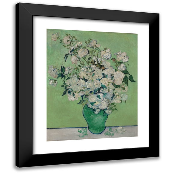Vincent van Gogh 12x14 Black Modern Framed Museum Art Print Titled - Roses (1890)