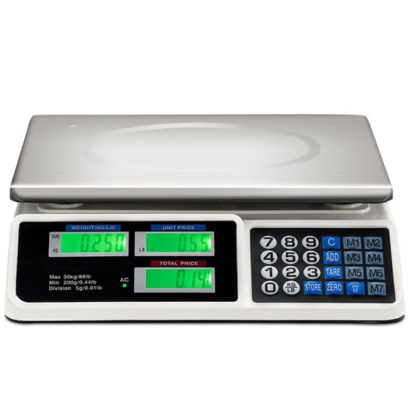 Spaco 66 lbs Electronic Price Computing Scale with LCD Screen Display, Price Computing Scale, Commercial Food Meat Produce Weighing Scale in lb & kg