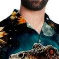 thumbnail image 5 of Crocodile Starry Sky Sunflower Men's Short Sleeve Hawaiian Poplin Shirt, Casual Printed Button Down Summer Beach Shirts - Unisex, 5 of 6