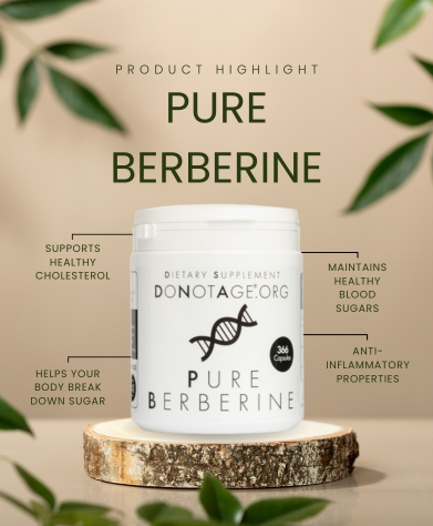 DoNotAge Pure Berberine 60 capsules - 500mg - Antioxidant - Anti-Aging Supplement, Vegan