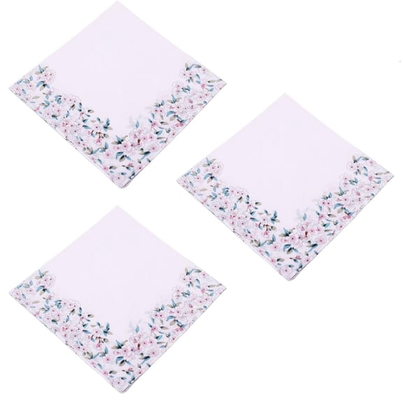 YIGSECU 3Pcs Cotton Embroidered Cotton Handkerchief Women Hankies Florals Flower Hanky