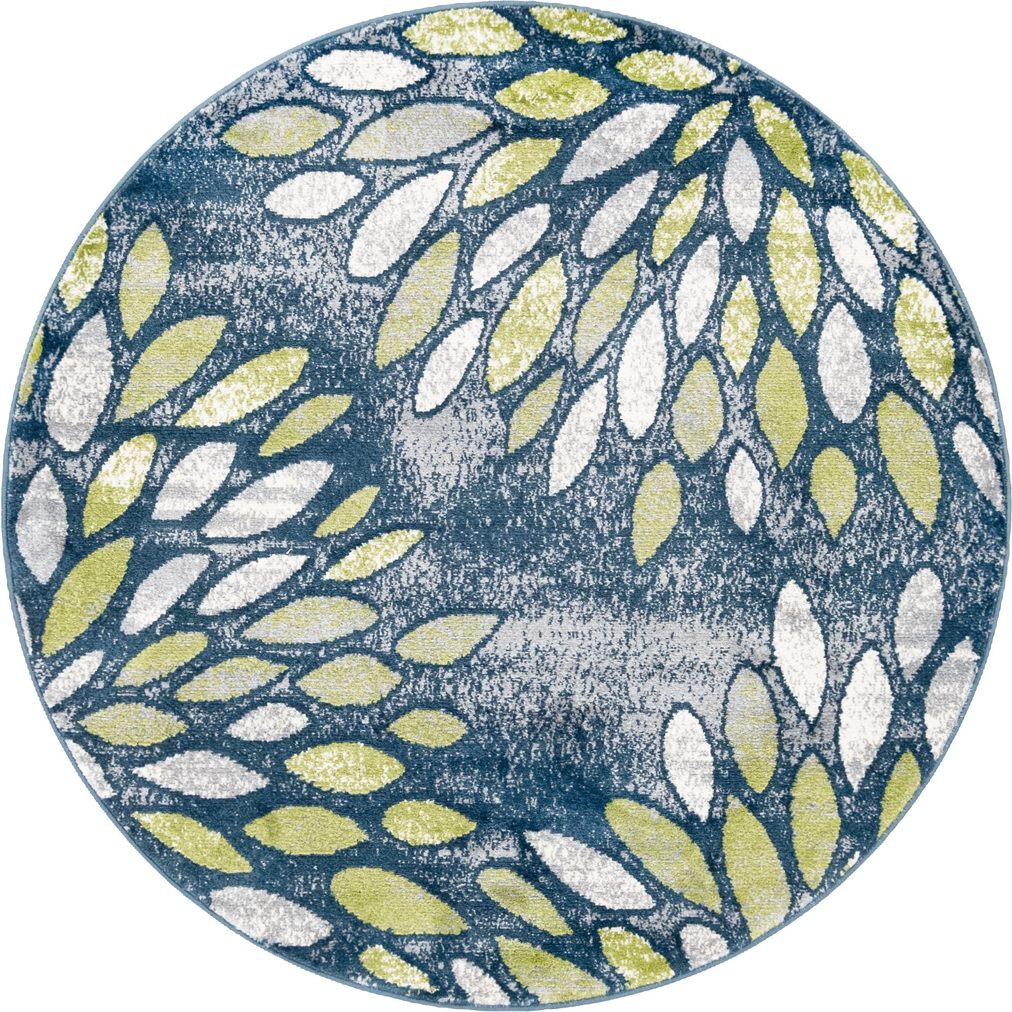 Charleston Collection Rug 5 Ft Round Navy Blue LowPile Rug