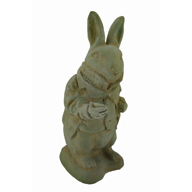 Zeckos Alice in Wonderland White Rabbit Verdigris Finish Cement Statue ...