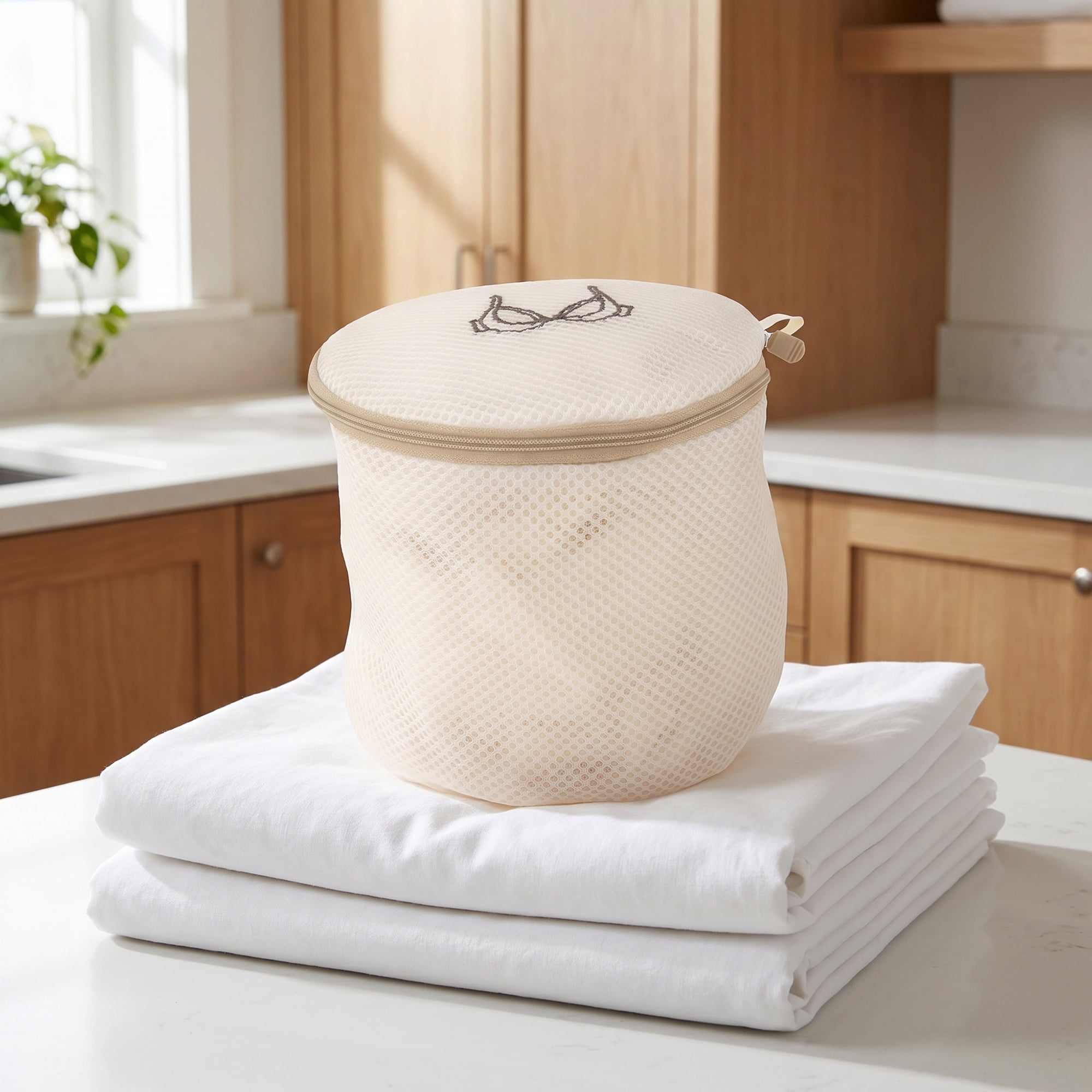 Unique Bargains 6Pcs Durable Mesh Zipper Closure Laundry Bags Beige