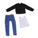 thumbnail image 2 of Ropa de muñeco en miniatura para hombre a escala 1/12: chaleco, camisa y vaqueros, a la moda. negro, 2 of 9