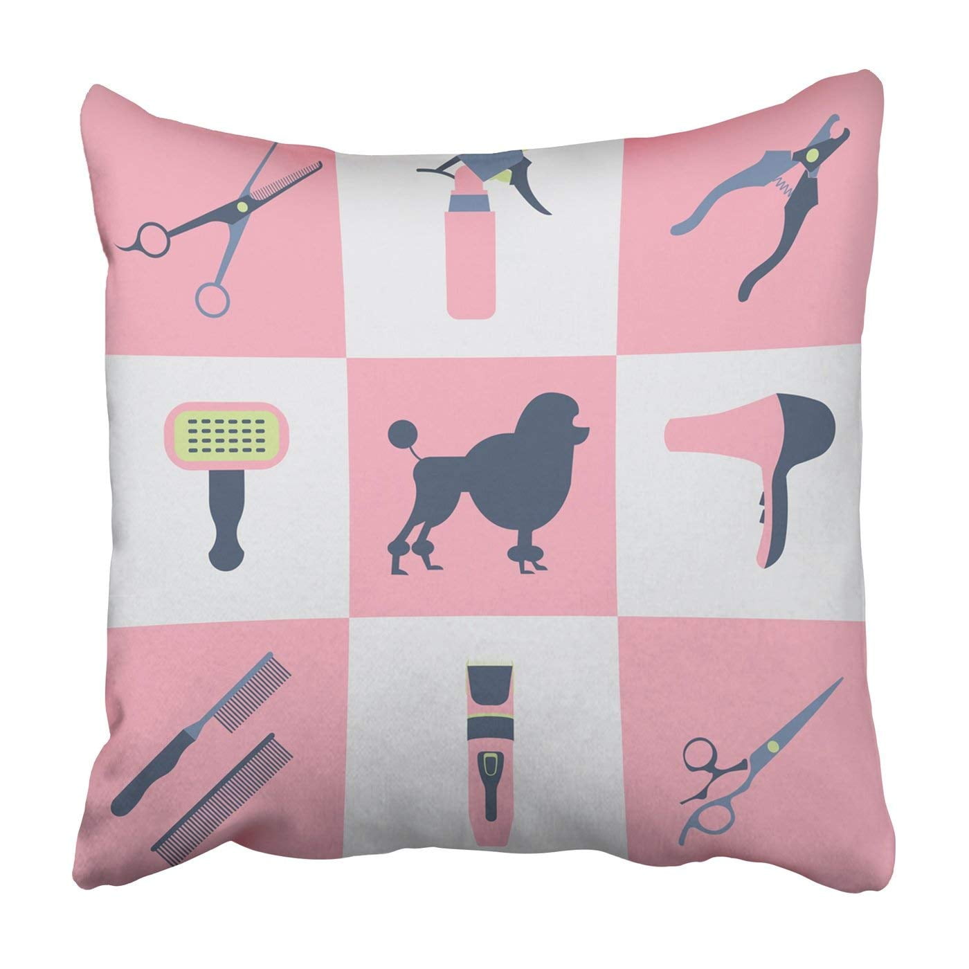 ARTJIA Pet dog grooming icons set Pillowcase Throw Pillow Cover Case