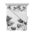 thumbnail image 7 of Black Grey Tulip Full Size Down Alternative Comforter, Lightweight Comforter Quilt Bedding Set with Pillow Shams Flower Floral Modern Minimalist White All Seasons Bed Comforter Duvet Insert 78"x90", 7 of 7