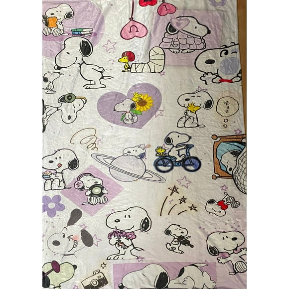 Exclusiva! Cobija Frazada Ultra Suave Snoopy Collage Blanco