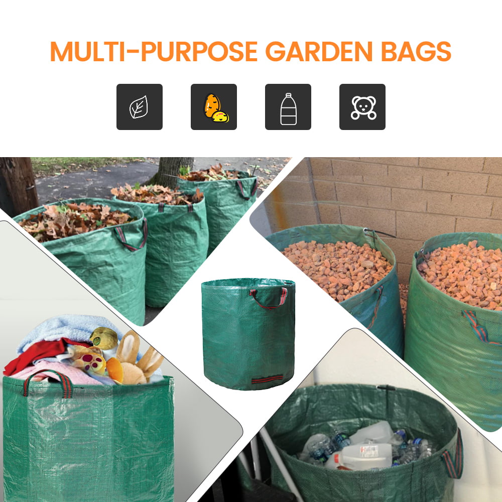 Abision 3 Pieces Polyester Leaf Bag 63 Gallons Waterproof Yard Waste Bags Gardening Garbage Recycling Processing Bag Lawn Bags and Patio Standable Bag 
