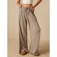 thumbnail image 6 of Women Wide Leg Pants with Pocket High Waisted Lounge Palazzo Autumn and Winter Pants Khaki L, 6 of 7