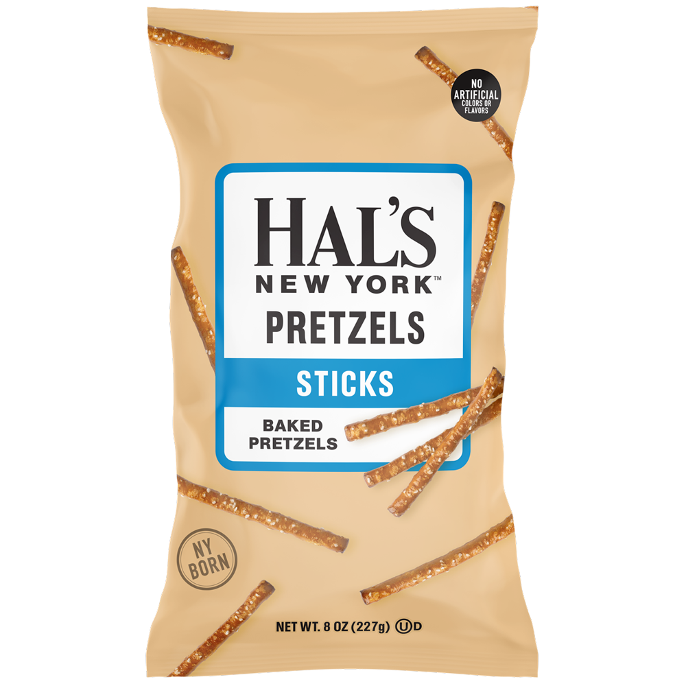 Hal's NY Baked Baked Pretzel Sticks, 8 Ounce Bags (Pack of 12