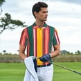 thumbnail image 3 of Honeii Vertical Stripes print Polo Shirt, a classic short-sleeved, button-down golf shirt designed for men, 3 of 6