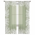 thumbnail image 2 of Coastal Coral Semi Sheer Curtains 96 Inch Length 2 Panels Set, Sage Green Ocean Marine Nautical Beach Sheer Kitchen Curtain Privacy Voile Window Curtain for Living Room Bedroom Rod Pocket Drapes, 2 of 7