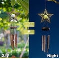 thumbnail image 4 of Carillones de viento solares, carillón de viento de estrella, bola de cristal crujiente, luz LED cálida, decoración exterior colgante con tubos de metal, monumento único, 4 of 5