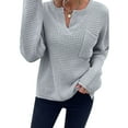 thumbnail image 1 of Innerwin Knitted Sweaters Long Sleeve Women Sweater Work V Neck Knitwear Pullover Light Gray M, 1 of 4