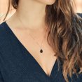 thumbnail image 3 of Gem Stone King 18K Rose Gold Plated Silver Black Onyx and White Diamond Pendant Necklace for Women | 2.84 Cttw | Pear Shape 12X8MM | with 18 inch Silver Chain, 3 of 4