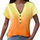 thumbnail image 1 of Gibobby Camisas mexicanas con cuello en V para mujer Camiseta con cuello en V y botón estampado degradado informal para mujer Moda(Naranja,M), 1 of 5
