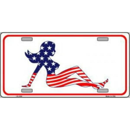 Patriotic Mud Flap Girl - American Mud Flap Girl Metal License Plate