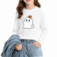 thumbnail image 4 of NORO ARK Kids Boys And Girls Long Sleeve Halloween Print Loose Comfortable T-Shirt Tops White Size 5T, 4 of 6