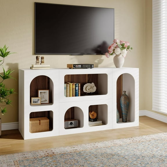 Tribesigns Modern TV Stand, 59" Arched Entertainment Center for TVs Up to 65", TV Console Table