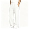thumbnail image 3 of Lutiedan Sweatpants for Girls Wide Leg Athletic Workout Running Pants High Waisted Jogger Pants with Pockets,White,12-13 Years, 3 of 7