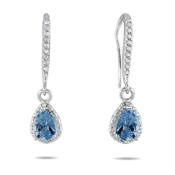 SZUL Women's Sapphire and Diamond Dangle Earrings in 10K White Gold