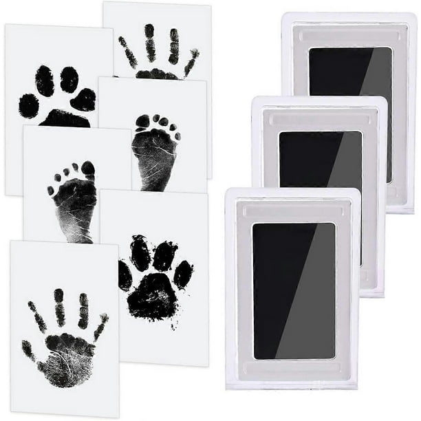 Baby Handprint and Footprint Kit, 3 Clean Touch Ink Pads, 6 Imprint Cards, Pet Paw Ink Free Prints, Hand and Foot Safe Non-Toxic