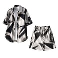 thumbnail image 4 of BLTIBY Men's Summer Beach Outfits 2 Piece Printed Short Sleeve Button Shirts and Drawstring Shorts Vacation Sets with Pockets Lightweight Black XXL, 4 of 8