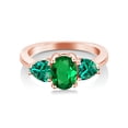 thumbnail image 2 of Gem Stone King 1.69 Ct Oval Green Nano Emerald 18K Rose Gold Plated Silver Ring, 2 of 4