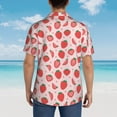thumbnail image 6 of Xecao Strawberry print Hawaiian shirt - a stylish short-sleeve button-down for men, perfect for casual beach and tropical outings., 6 of 9