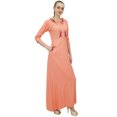 thumbnail image 3 of Bimba Women's Floral Embroidered 3/4 Sleeve Maxi Peach Dress With Pockets-14, 3 of 4