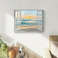 thumbnail image 4 of Open Window Canvas Wall Art: Sunset Coastal Beach Scenery Fake Window View Picture Blue Ocean Waves Seascape Painting Nautical Sailboats Prints Modern Natural Sea Landscape Artwork for Bedroom, 4 of 6
