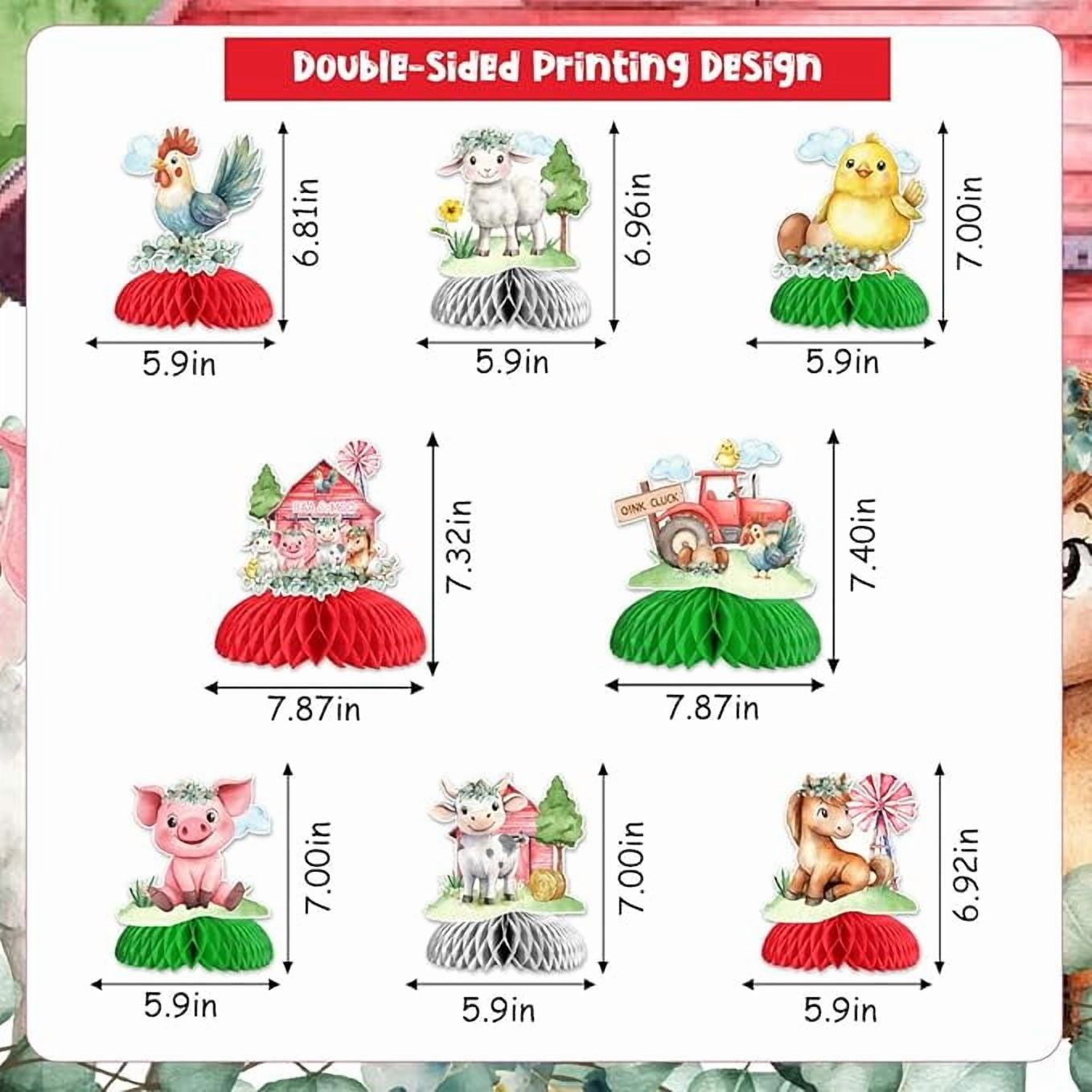Farm Animal Party Decoration, 8pcs Farm Animal Honeycomb Centerpiece Chicken Cow Sheep Table Decoration Farm Theme Party Supplies for Farm Barn Animal Birthday Baby Shower Party Decoration