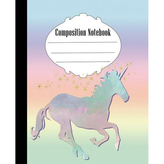 Quick Creative Unicorn Wide Ruled Composition Notebook, 7.5 Inch x 9.25 Inch, 100 Pages, Paperback