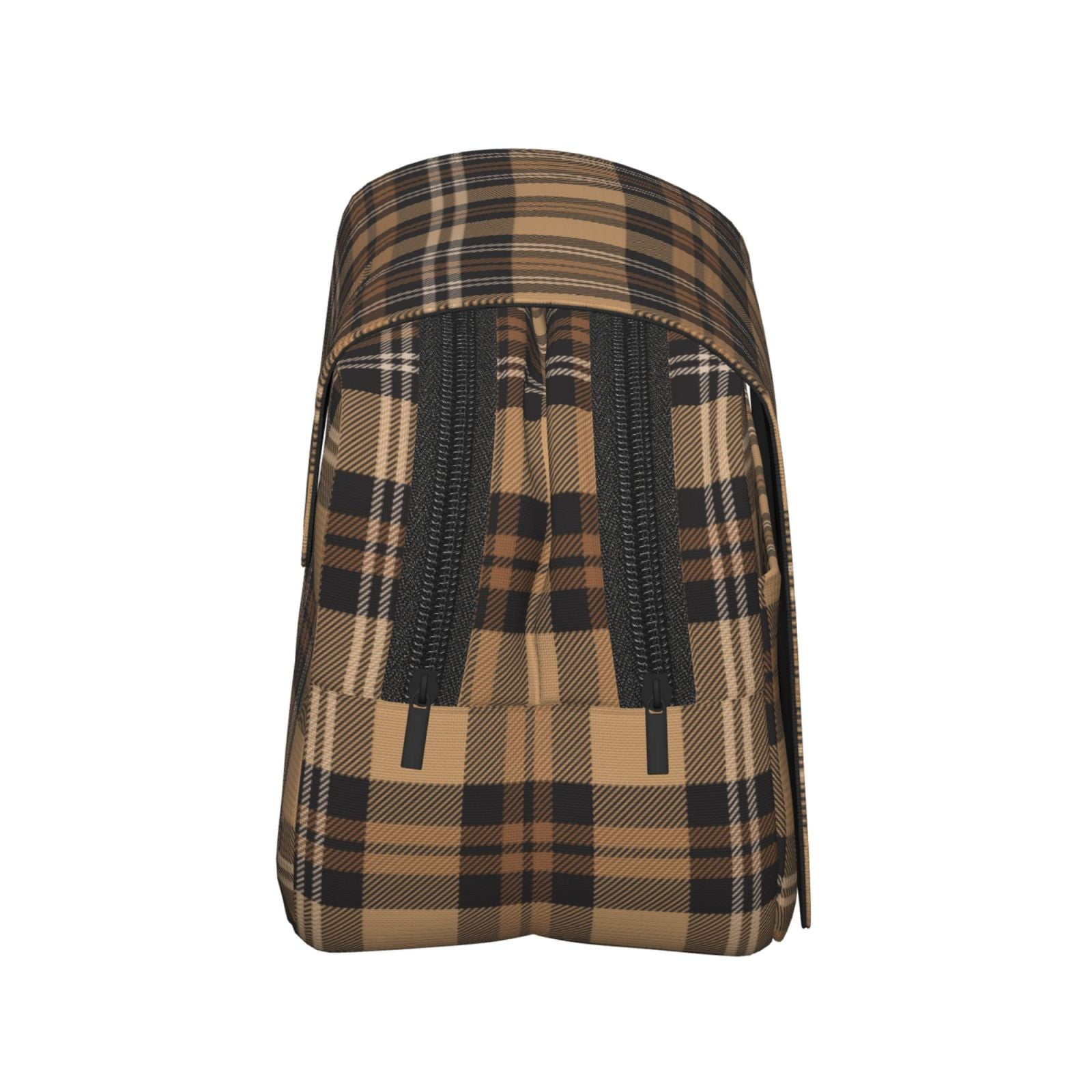 Rateoe khaki coffee plaid Pattern Double Clamshell Pen Case, Storage Organizer with Two Zipper Compartments– Holds Up to 50 Pencils & Pens