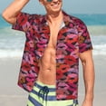 thumbnail image 5 of Lsque Red Lips Kissing pattern Hawaiian Shirt for Men, Unisex Summer Beach Casual Short Sleeve Button Down Shirts-Medium, 5 of 9