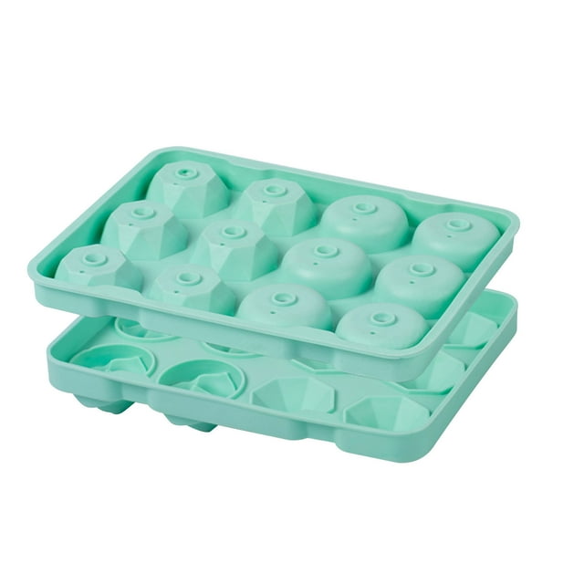 Moldes premium de bolas de hielo en gel de sílice para whisky - bandeja de 12 celosía con tapa para cócteles, bebidas y invitaciones