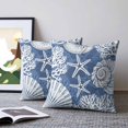 thumbnail image 2 of Pillow Covers 18x18 Set of 2, Blue Starfish Coastal Throw Pillow Covers Decorative Couch Cushion Cover, Summer Coral Shell Beach Nautical Microfiber Soft Pillowcases for Bedroom Living Room Sofa, 2 of 9