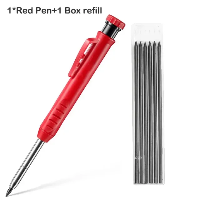Crayon de Charpentier Solide Taille-Crayon Intégré Adapté pour Kit de Marquage Mécanique d'Architecte de Menuiserie Recharge de Stylo Simple