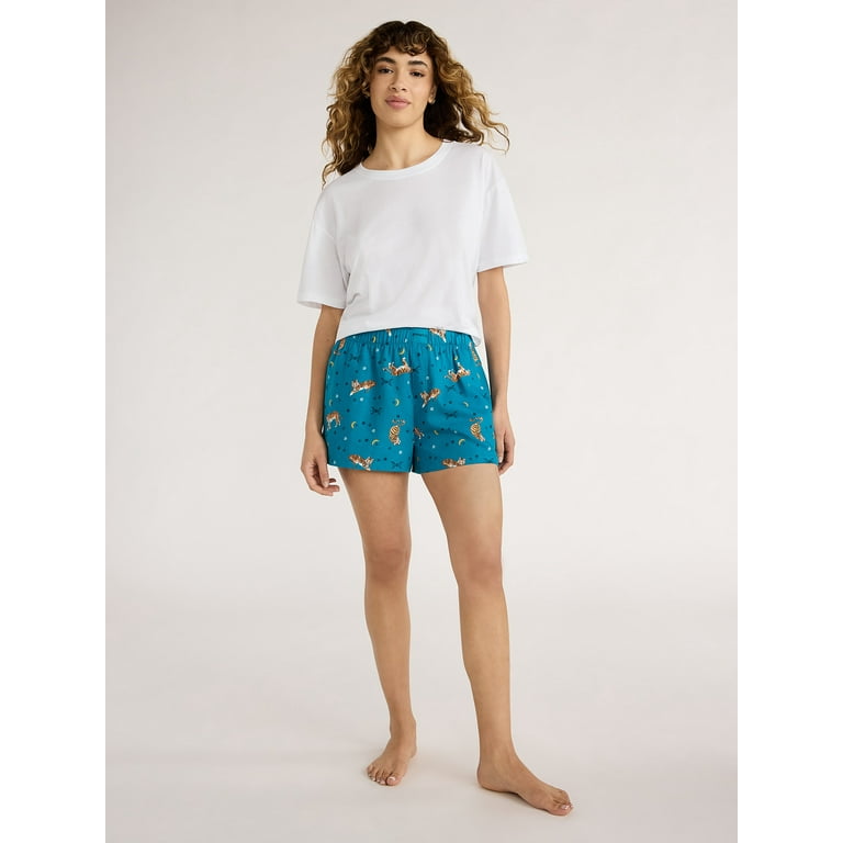 Joyspun Women's Woven Pajama Boxer Shorts, Sizes XS to 3X