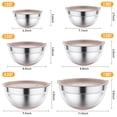 thumbnail image 2 of TINANA 26PCS Stainless Steel Mixing Bowls with Lids Set, Nesting Mixing Bowl Set with Non-Slip Bottom Graters Tools Gadgets, 7/4/3.5/2.5/2/1.5QT Metal Salad Bowls for Serving Prepping Baking, Khaki, 2 of 6