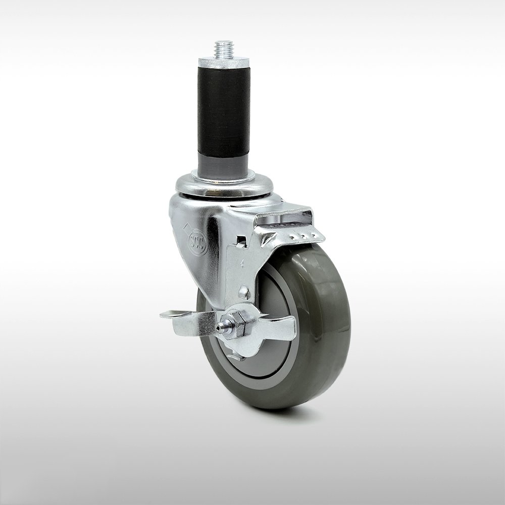 Stainless Steel Polyurethane Swivel Expanding Stem Caster w/4" x 1.25
