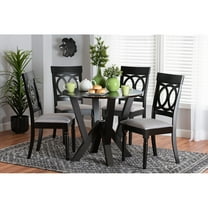 Baxton Studio Angie Modern Grey Fabric and Dark Brown Finished Wood 5-Piece Dining Set
