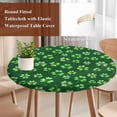 thumbnail image 5 of Round Table Cover 45-54 Inch Green St. Patrick's Day Waterproof Reusable Table Cloth Round Fitted Vinyl Tablecloth with Elastic Edged for Parties Outdoors, Lucky Clovers Watercolor Rustic, 5 of 6