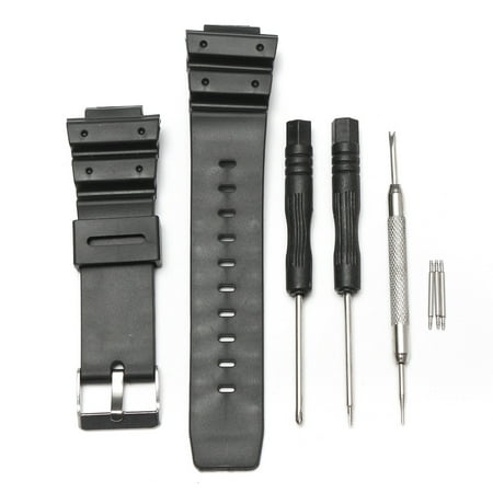 Black Silicone Rubber Men Replacement Band Strap With Tool For G-Shock Watch Fitting 25mm Width