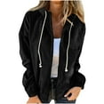 thumbnail image 3 of PiGOGI Fall and Winter Hooded Sweatshirt Loose Long Sleeve Jacket Solid Color Casual Going Out Coat Black XL, 3 of 4