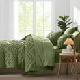 thumbnail image 5 of Flymme Olive Green Comforter Sets King Size 7 Pieces Bed in a Bag Shabby Chic Bedding Sets Lightweight Soft Microfiber Boho Bed Set for All Season, 5 of 8