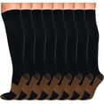 thumbnail image 1 of 8 Pairs Copper Compression Socks for Women & Men Circulation（Black，Medium）, 1 of 5