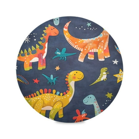 

Round Plate Mat 15.4x15.4 Inchesx4 Placemat Table Mat Kitchen Mat Coffee Mat Fabric Thick Strong Wear-Resistant Heat Resistance Orange Dinosaur
