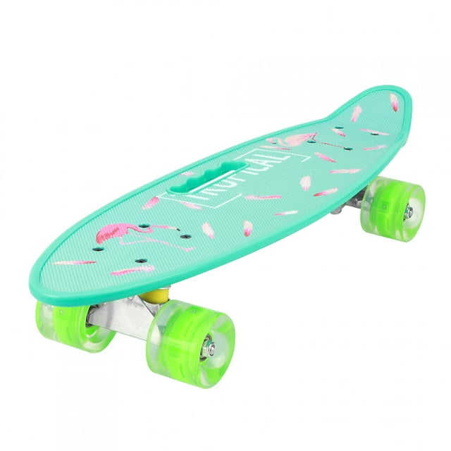 FAGINEY Longboard Petite Planche à Roulettes Poisson Planche à Main pour Jeunes Enfants Débutants avec Clignotant, Petite Planche à Roulettes Poisson, Longboard Planche à Roulettes